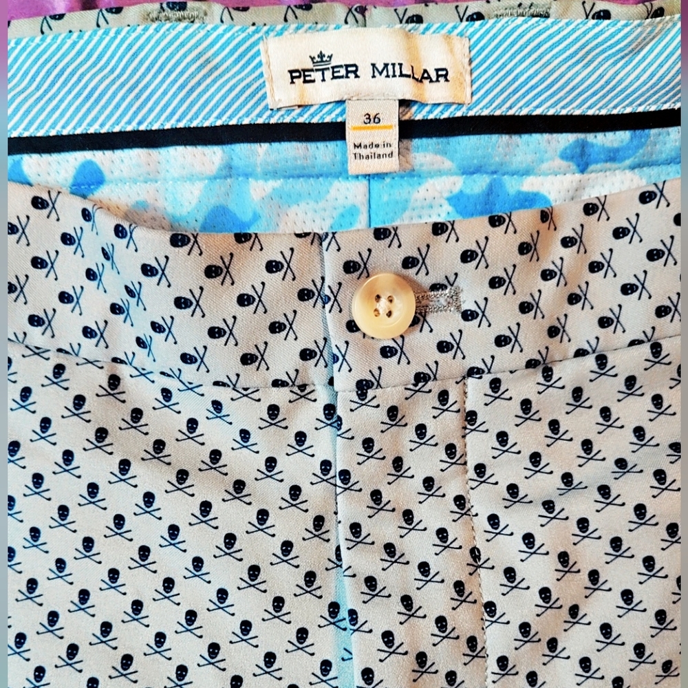 SOLD/ Peter Millar Blue and White Patterned Men Shorts